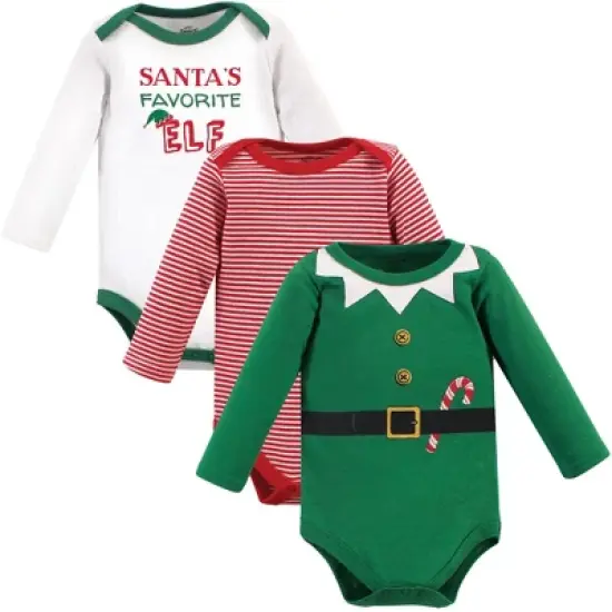 Little Treasure Baby Boy Cotton Long-Sleeve Bodysuits 3pk, Elf image {1}