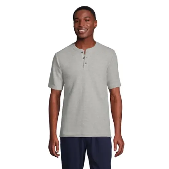 Lands' End Men's Waffle Short Sleeve Pajama Henley image {4}