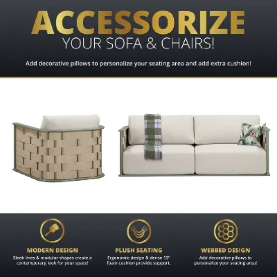 Kinger Home Komodo 4-Piece Patio Furniture Set, Outdoor Conversation Set with Cushioned image {3}