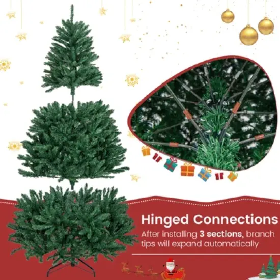 Costway 6ft Hinged Artificial Christmas Tree Unlit Douglas Full Fir Tree w/ 1355 Tips image {7}
