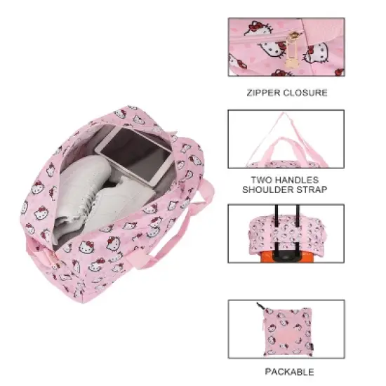 Hello Kitty Character Face Pink 21&rdquo; Packable Duffel image {2}