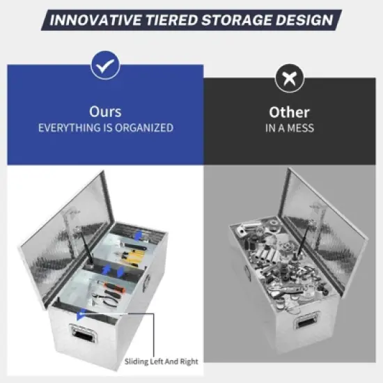 Heavy Duty Aluminum Truck Bed Tool Box with 2 Metal Boxes, Storage Tool Boxes Chest Box Organizer image {5}