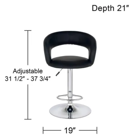 Studio 55D Chrome Swivel Bar Stool 30" High Modern Black Cushion Adjustable with Backrest Footrest Kitchen Counter Height Island image {8}