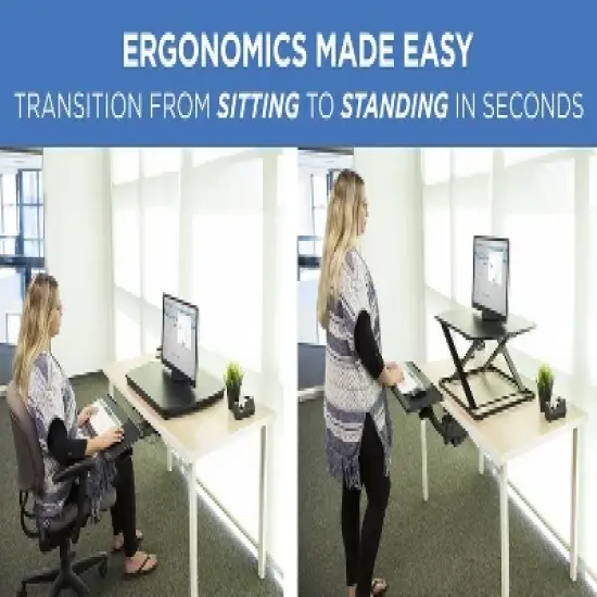 Mount-It! Sit Stand Keyboard Tray, Height Adjustable Under Desk Keyboard and Mouse Drawer With Ergonomic Wrist Rest Pad image {5}