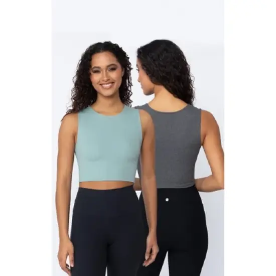 Yogalicious - Womens Fitted Cropped Tank Top 2 Pack image {10}
