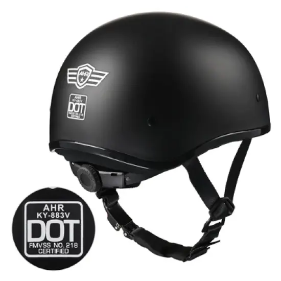 AHR Half Face Motorcycle Helmet Sun Visor DOT Approved Bike Chopper S-XL image {4}