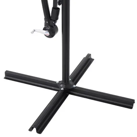 Sunnydaze Outdoor Steel Cantilever Offset Patio Umbrella with Solar LED Lights, Air Vent, Crank, and Base - 9' image {3}