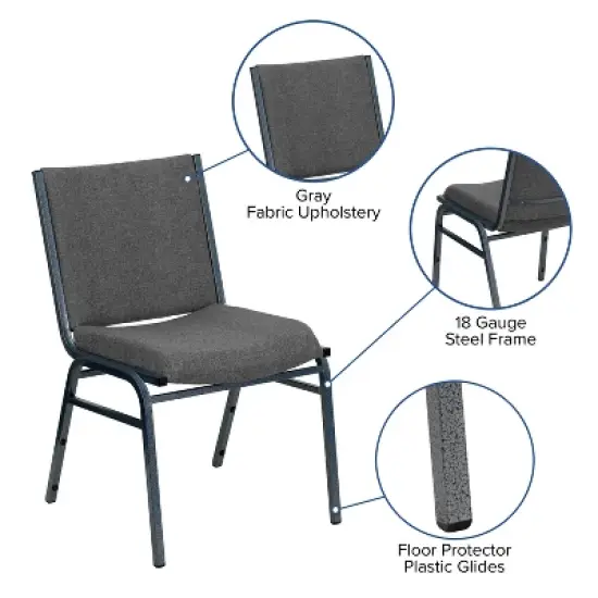 Flash Furniture HERCULES Series Heavy Duty Gray Fabric Stack Chair image {3}