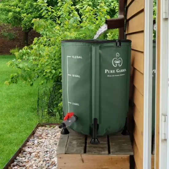 Pure Garden 13.2gal Collapsible Portable Rain Barrel: 50L Capacity, PVC, Corrosion-Resistant, Easy Setup image {1}