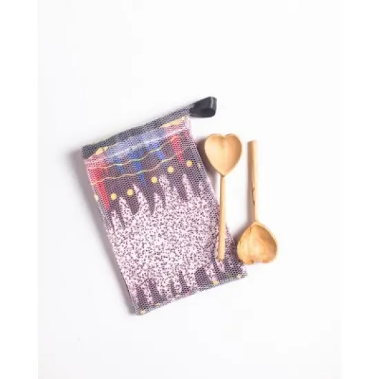 Slickblue Wooden Heart Teaspoon Pair, Hand Carved Olive Wood Coffee and Tea Spoons with Storage Pouch image {3}