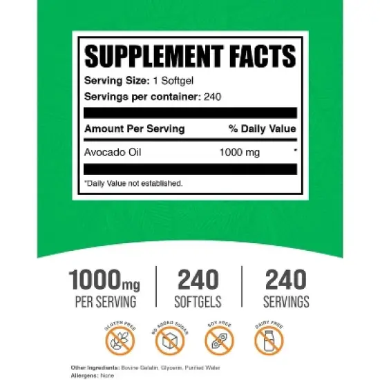 BulkSupplements Avocado Oil Softgels image {1}