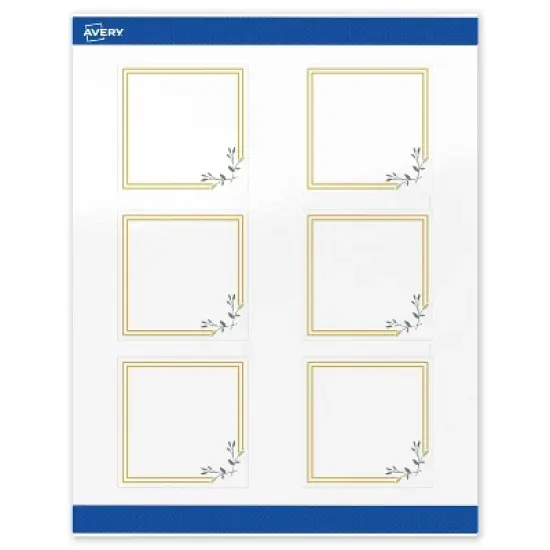Avery 3" x 3" Labels, Gold Double Border with Florals, 60 ct image {8}