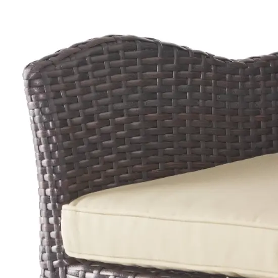 Braxton Wicker Swivel Patio Bar Stool with Cushion - Multi-Brown - Christopher Knight Home image {7}