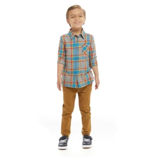 Andy & Evan  Toddler Heather Grey Plaid Ultra Soft Buttondown image {1}