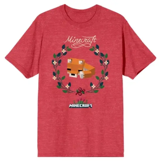 Minecraft Sleeping Fox Ladies Red Heather T-shirt image {3}