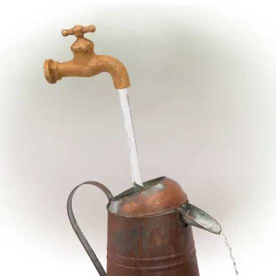 Rustic Invisible Flowing Spout Watering Can Fountain - Alpine Corporation image {4}