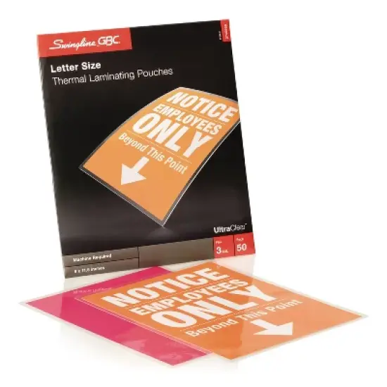 Swingline GBC UltraClear Thermal Laminating Pouches 3 mil 9 x 11 1/2 50/Box 3745690 image {2}