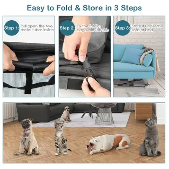 Costway Extra Large Portable Folding Dog Soft Crate w/ 4 Lockable Wheels Cat Carrier image {5}