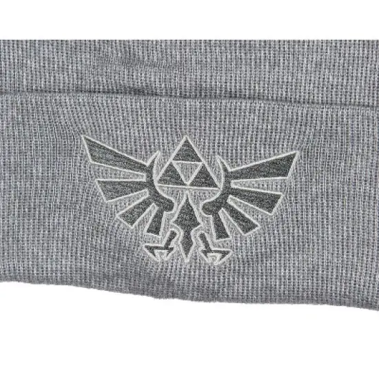 Legend Of Zelda Embroidered Wingcrest Triforce Knit Cuff Beanie Hat Cap Grey image {2}