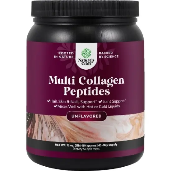 Multi Collagen Protein Powder, Keto Hydrolyzed Collagen Peptides for Hair Skin & Nails Vitamins, Unflavored, Nature's Craft, 16oz (45 servings) image {7}