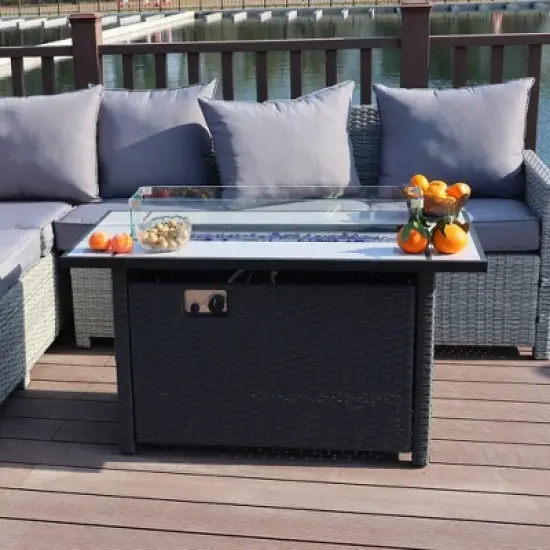 Sol Living 45&sbquo;&Auml;&ugrave; Outdoor Fire Pit Propane Firepit Table with Lid & Lava Rocks 50,000 BTUs image {3}