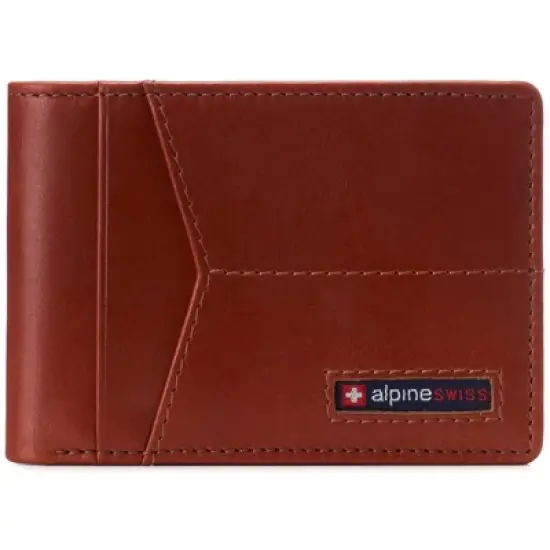 Alpine Swiss Delaney Men&rsquo;s RFID Blocking Slimfold Wallet Thin Bifold Cowhide Leather Comes in Gift Box image {8}