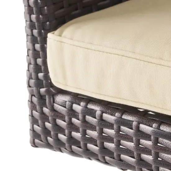 Braxton Wicker Swivel Patio Bar Stool with Cushion - Multi-Brown - Christopher Knight Home image {6}