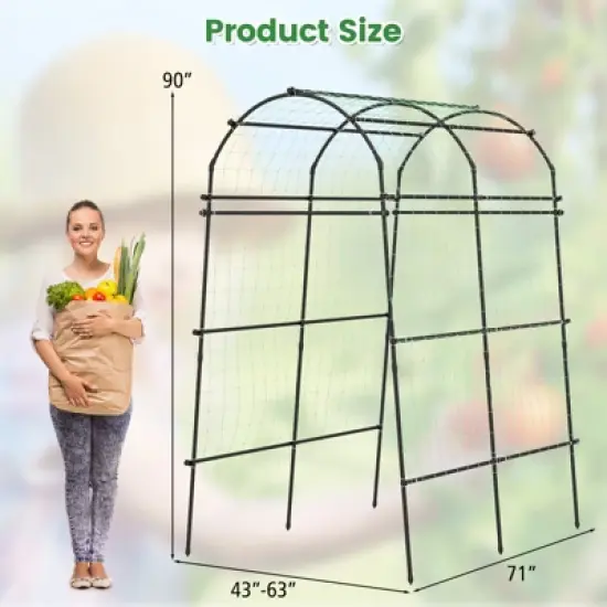 Tangkula Garden Arch Trellis 7.5 FT Tall Garden Arch Plant Tunnel Trellis with Trellis Netting Tunnel Plant Support image {8}
