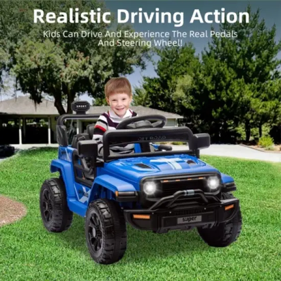 Ride On Truck for Kids, 12V Battery Powered Toy Car with Remote Control, LED Headlight and Music, 25W Toddler Electric Vehicles for Girls Boys 2-6 image {2}
