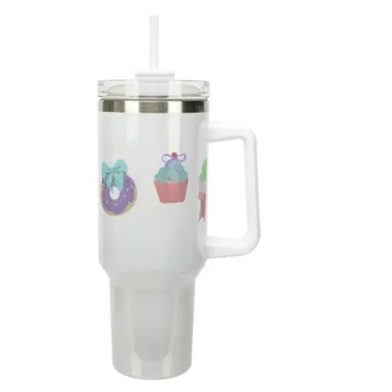 Elanze Designs Dessert Cupcake Donut Treats & Bows Coquette 40 Oz. Stainless Steel Water Bottle Coffee Mug, Spill & Leak Resistant, Travel Tumbler image {1}