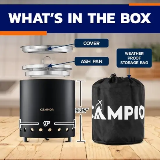 New Stainless Steel Firewood Stove 22 cm Diameter Wood-burning Smokeless Fire Pit Stove ?Black) image {1}