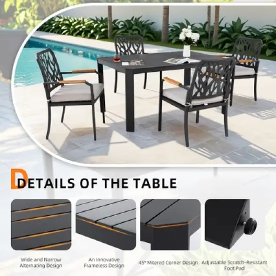 Christopher Knight Home Haggai Patio 5 Piece Branch-Like Backrest Aluminum Dining Set with Sunbrella Cushions image {4}