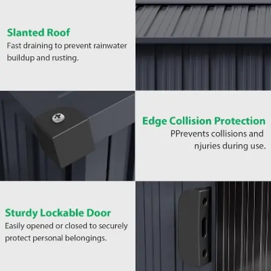 Acekool 8x15 FT Metal Outdoor Storage Shed, Large Garden Tool Shed with Lockable Sliding Door, Vents, Sloped Roof, Waterproof for Backyard, Gray image {2}