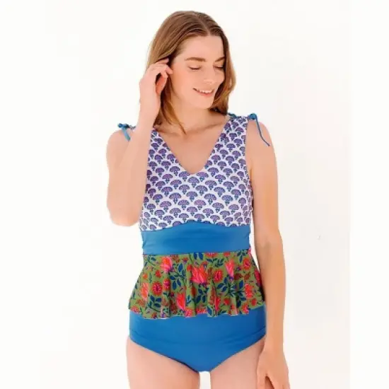 Lime Ricki Women's Block Floral Peplum image {4}