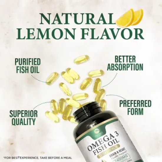 Fish Oil 2400 mg - Triple Strength Fish Oil Supplement for Healthy Heart Support - 60 Softgels;120 Softgels image {5}