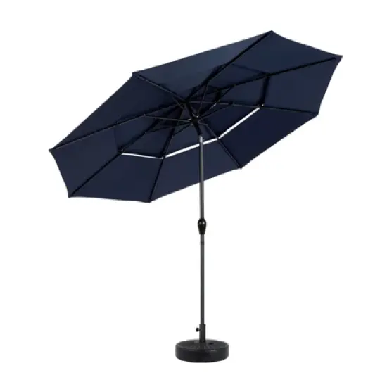 DSVIMOY Patio Umbrellas, Outdoor Umbrella with Auto-tilt, 3-Tier Market Umbrella with 8 Ribs, Blue, 115.75"*98.43"*115.75" image {3}