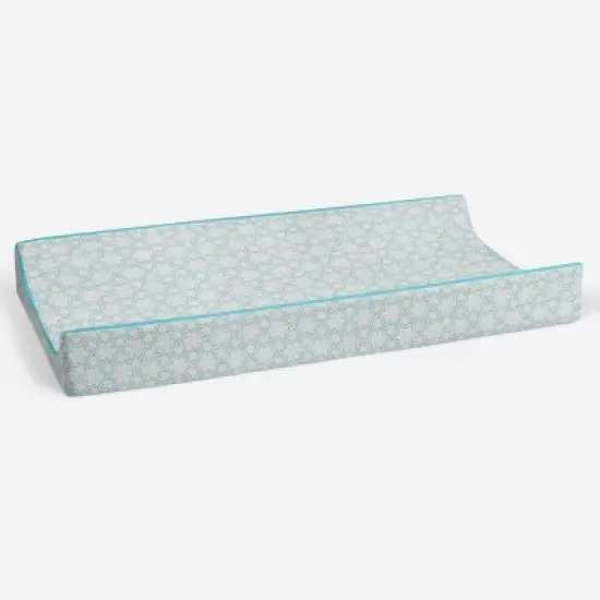 Bacati - Floral Quilted Muslin Changing Pad Cover Aqua image {2}