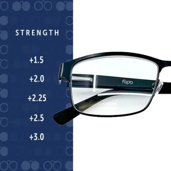 Flipo Blue Light Blocking Reading Glasses With Strength Levels - 3-Pack image {2}