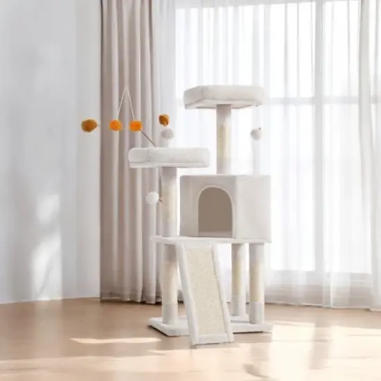 45.3-Inch Cat Tree Cat Tower for Indoor Cats with Scratching Post, Ramp, Perch, Spacious Cat Cave image {7}