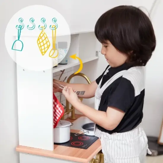 Teamson Kids Little Chef Boston Classic Kids Kitchen Playset, White/Natural image {5}