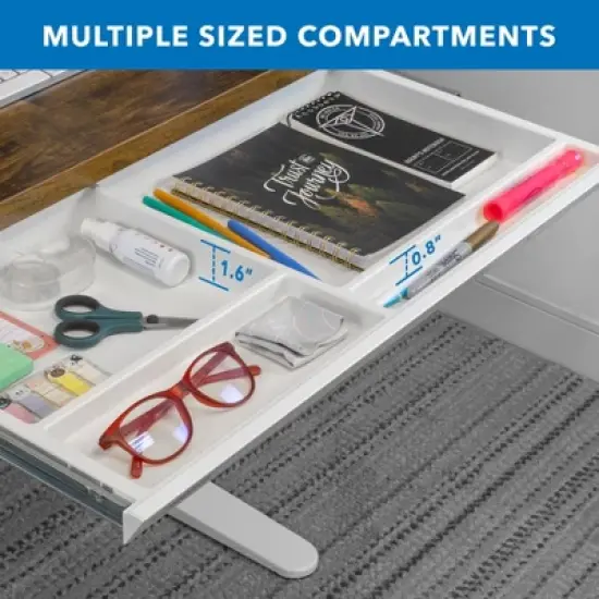 Mount-It! Under Desk Storage - Deep Under Desk Drawer Organizer - Standing Desk Drawer Attachment - 25.8" Width Under Desk Storage Drawer - White image {3}