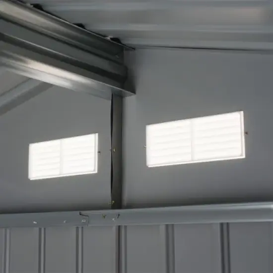 Outsunny 9' x 6' Metal Storage Shed Garden Tool House with Double Sliding Doors, 4 Air Vents for Backyard, Patio, Lawn, Silver image {5}