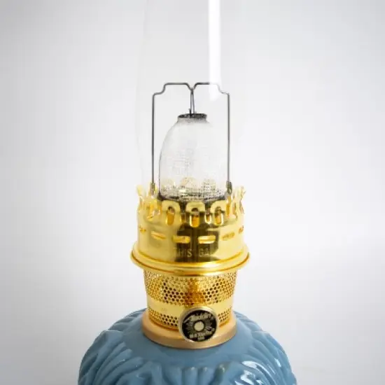 Aladdin Georgia Blue Genie II Oil Lamp for Shelf or Table, Indoor Emergency Lighting, Limited Edition in Blue Glass with Chrome or Brass Finish image {1}
