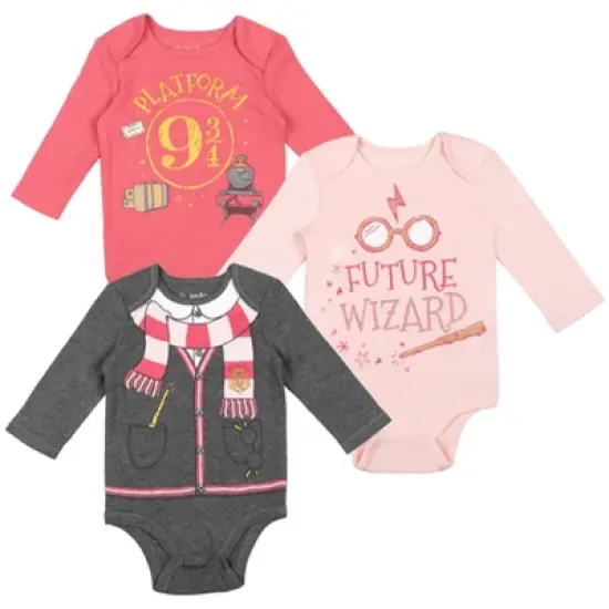 Harry Potter Baby Girls 3 Pack Bodysuits Newborn to Infant image {8}