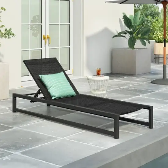 Modesta Patio Aluminum Chaise Lounge with Mesh Seating - Christopher Knight Home image {1}