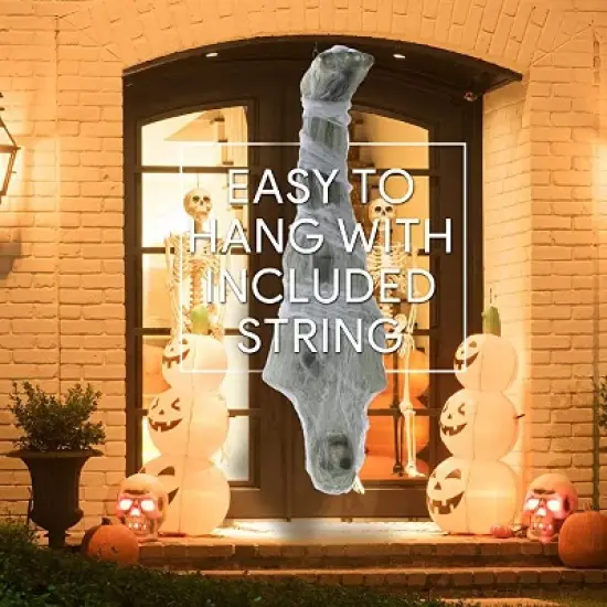 Skeleteen Hanging Cocoon body Decoration - Fake Human Skeleton Body Cocooned Prop for Outdoor and Indoor Haunted House Halloween Decorations image {1}