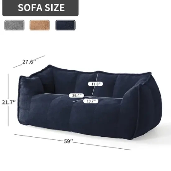 Pamapic Oversized Teddy Fabric Bean Bag Chair, Foam Filled Double Seater for Living Room image {5}