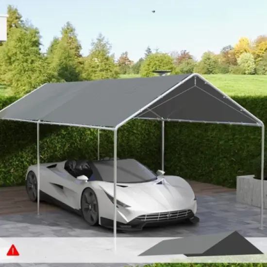 DSVIMOY 10'*20' Carport Replacement Top Canopy, Car Port Portable Garage Tent Cover with Ball Bungee Cords, Dark Gray, 230.75"*116.5"*0.01" image {4}