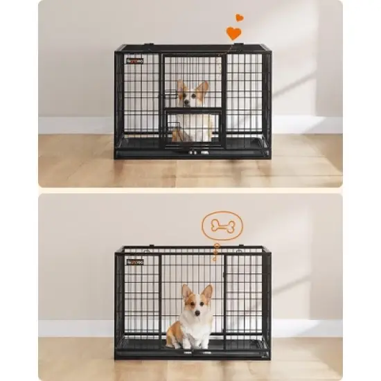 Feandrea Heavy-Duty Dog Crate, Metal Dog Kennel and Cage with Removable Tray, for Small and Medium Dogs image {5}