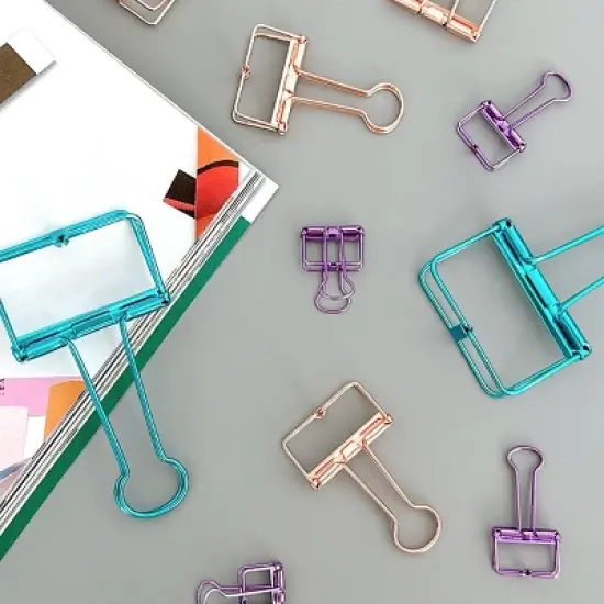 Wrapables Hollow Binder Clips for Office in Assorted Sizes, Paper Clamps, Paper Clips (Set of 20) image {2}